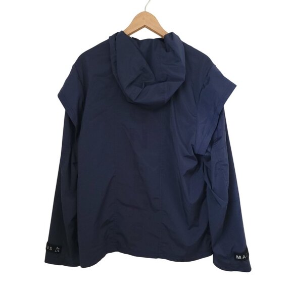 Magnlens Waterproof Hooded Jacket Navy Blue Windbreaker Removable Sleeves Mens S - Picture 2 of 12